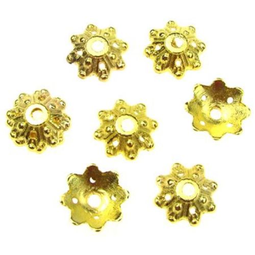 Bead metal hat Jewelry Making 9x2.5 mm hole 1 mm color gold -50 pieces -7.80 grams