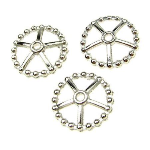 Metal hat Jewelry Making 14x3 mm hole 2 mm silver -9.80 grams -15 pieces