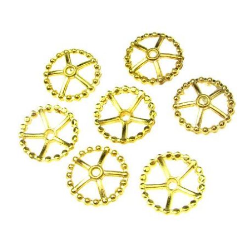 Metal hat Jewelry Making 14x3 mm hole 2 mm gold -9.80 grams -15 pieces