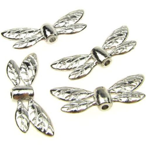 Margele metalica  aripi  8x22x4 mm gaură 1 mm culoare argintiu -10 bucăți -10,80 grame