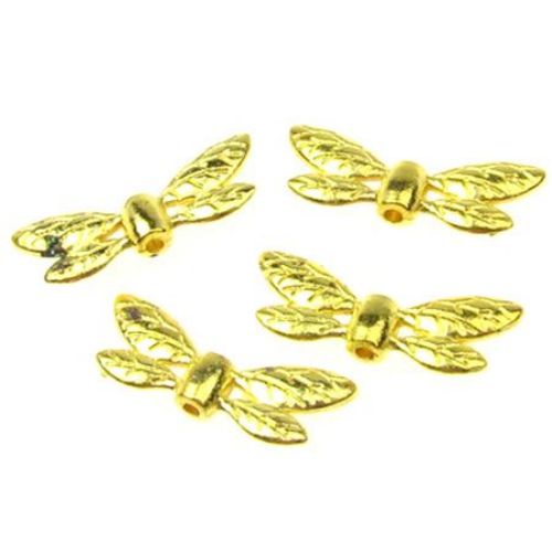 Metal Dragonfly Bead, 8x22x4 mm, Hole: 1.5 mm, Gold -10.80 grams -10 pieces