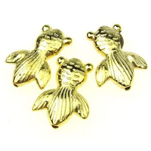 Metal fish bead 15x10.5x3 mm hole 1 mm color gold -10 grams -9 pieces