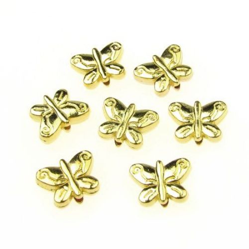 Bead metal butterfly 11x10x4 mm hole 1 mm color gold -10 grams