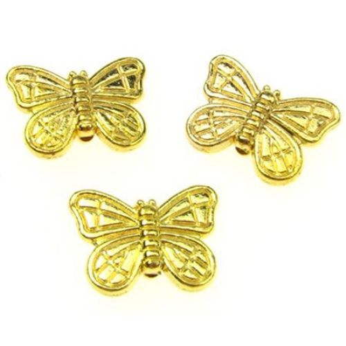 Bead metal butterfly 11x15x4 mm hole 1 mm color gold -10 grams