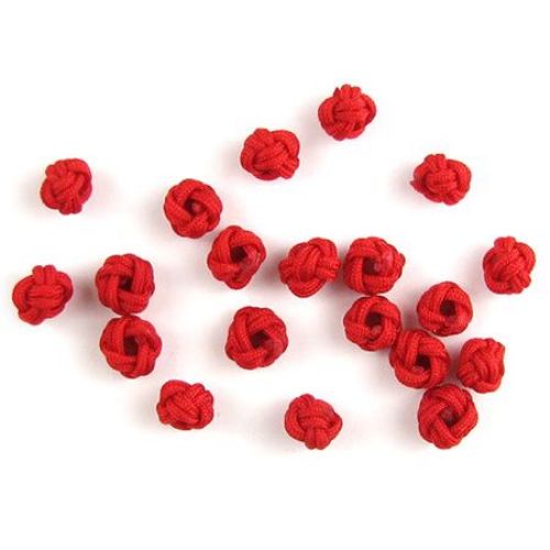 Cord Bead / Knot, 6x7 mm, Red -10 pieces