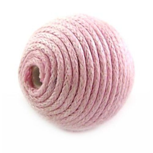 Топче облечено с шнур памук 16 мм дупка 2 мм розово -5 бр