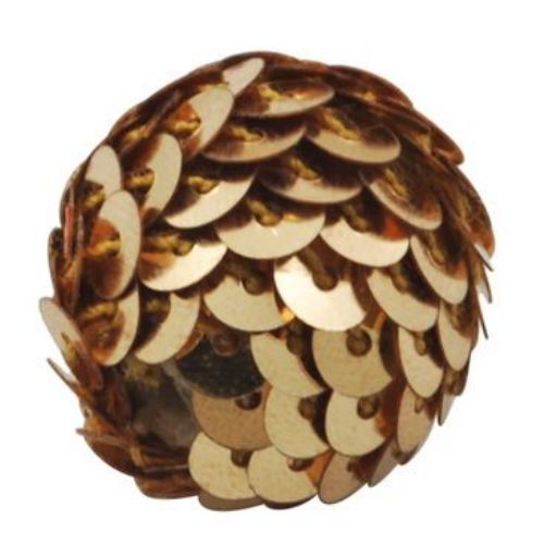 Ball-shaped Bead covered with Sequins, 23 mm, Brown -5 pieces
