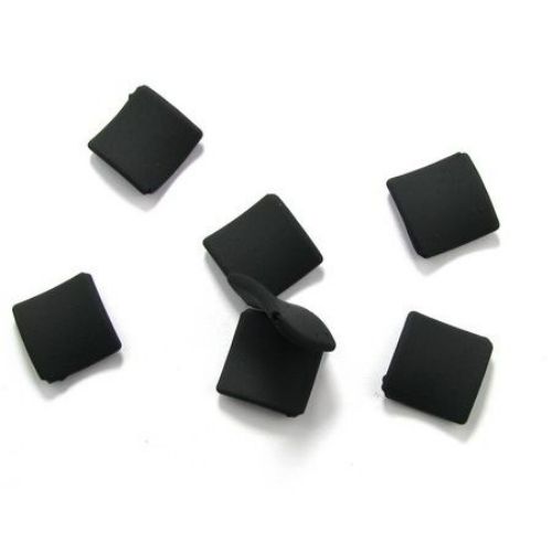 Rubber coated rhombus 22.5x29x5 mm hole 2 mm black - 50 g ~ 25 pieces