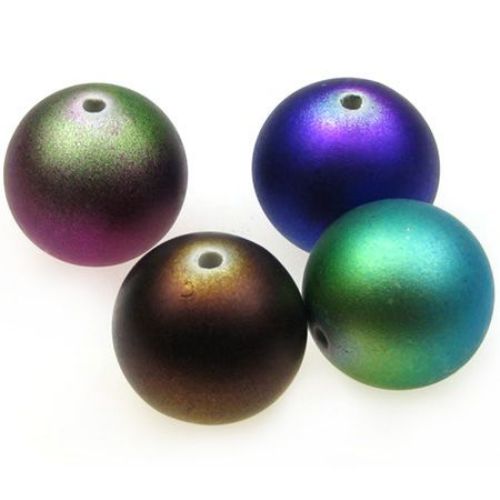 Мънисто гумирано покритие топче 25.5 мм дупка 3 мм цветно -50 гр ~ 5 броя