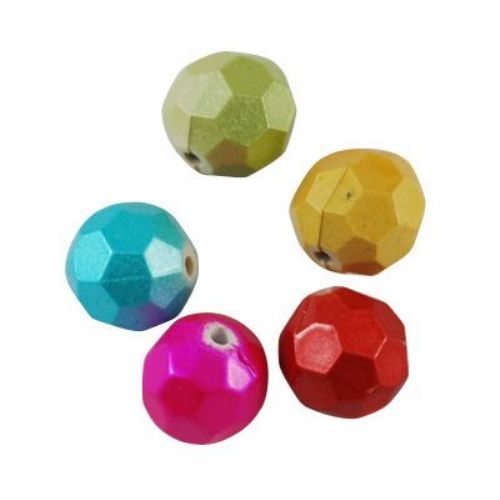Rubber coated polyhedron bead 12 mm hole 2 mm color - 50 grams ~ 47 pieces