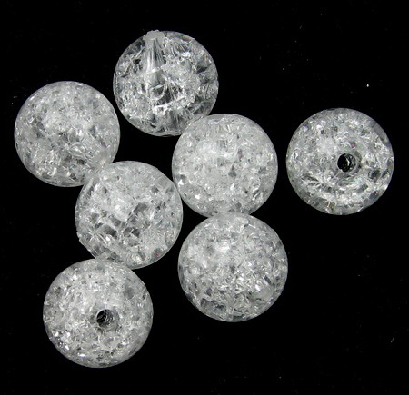 Acrylic Ball-shaped Bead CRACKLE, 14 mm, Hole: 2 mm, Transparent -20 grams ~ 12 pieces