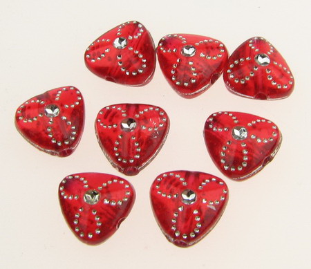 Transparent plastic bead with imitation of pebbles10x9 mm hole 1.5 mm, red - 50 grams ~ 270 pieces