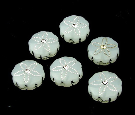 Silver-lined Plastic Flower Bead, 15x6 mm, White -20 grams