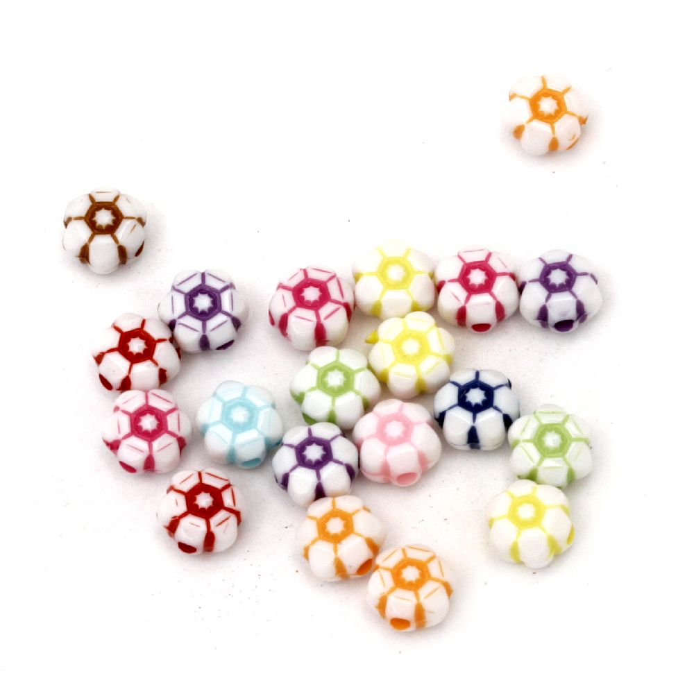 Two-color flower bead 7x4 mm hole 1 mm mix - 50 grams ~380 pieces