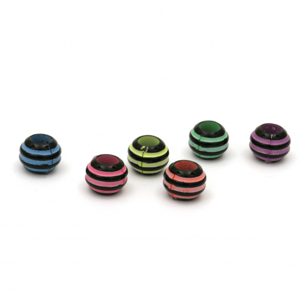 Two-color bead ball embossed 10x8 mm hole 5 mm color black MIX - 20 grams ±60 pieces