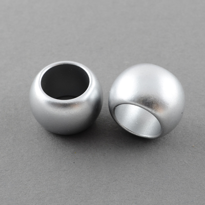 Solid Plastic Washer Bead with Pearl Finnish, 22x15 mm, Hole: 14 mm, Silver -50.5 g ~ 18 pieces