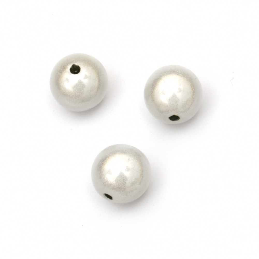 Acrylic ball sprayed bead for jewelry making 12 mm hole 2 mm color silver - 10 grams ± 12 pieces