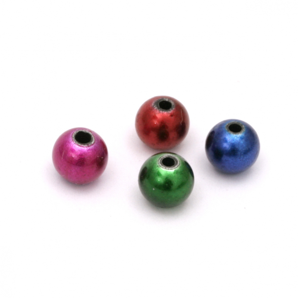 Acrylic ball sprayed bead for jewelry making 8 mm hole 2 mm color MIX - 20 grams ~ 80 pieces