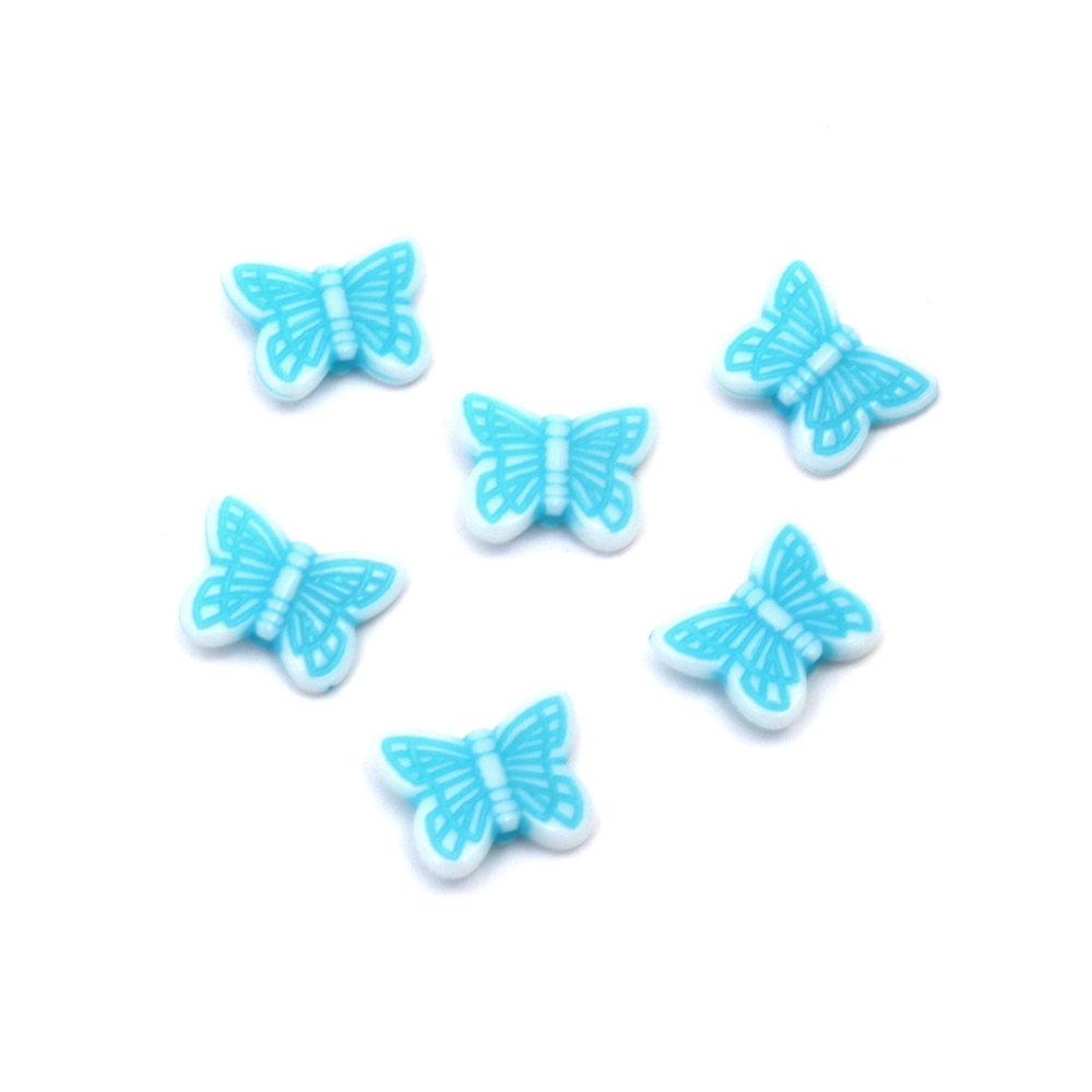 Two-tone Plastic Butterfly Bead /  14x11x4 mm, Hole: 1.5 mm / Blue - 50 grams ~ 160 pieces