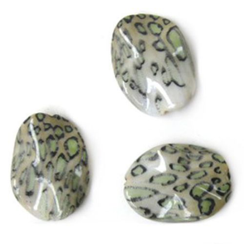 Margele pictate lapte oval val 38 mm 3 bucăți -12 grame