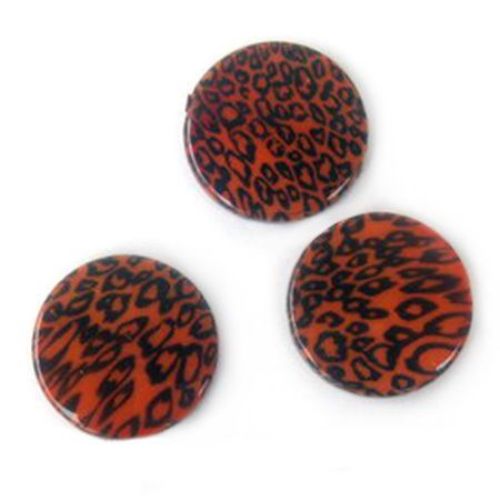 Patterned Round Plastic Bead, 32 mm, 3 pieces -12 grams