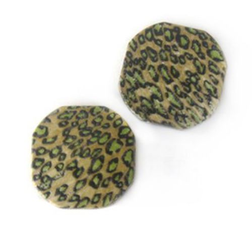 Plastic Painted Tile Beads, Yellow-green, 37x4 mm, 2 pieces -13 grams