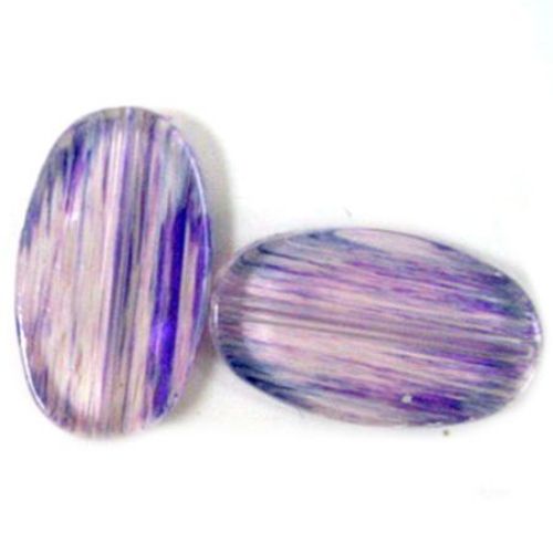 Acrylic Oval Painted Beads, Purple, 50x29 mm -2 pieces -16 grams