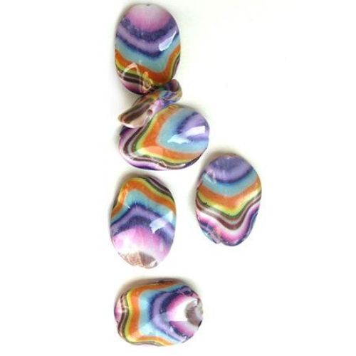 Plastic Painted Beads, color 98 for DIY making accessories and jewelry 38x28 mm - 3 pieces - 15 grams