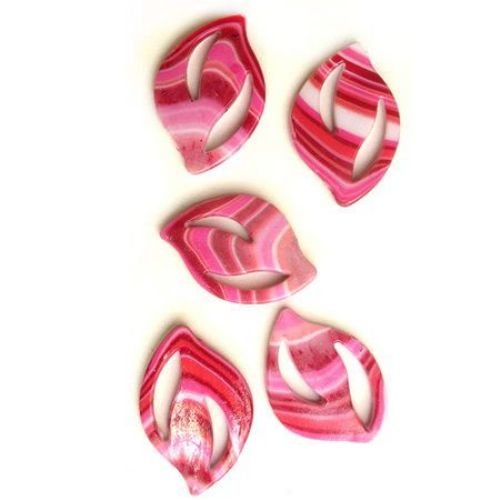 Plastic Painted Beads, color 96 for DIY making accessories and jewelry 47x32 mm - 3 pieces - 12 grams
