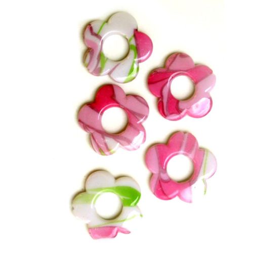 Plastic Painted Beads with flowers, color 61 for DIY making accessories and jewelry 3 mm - 4 pieces - 11 grams