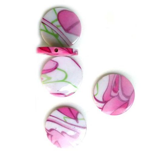 Plastic Painted Beads with flowers, color 61 for DIY making accessories and jewelry 3 mm - 3 pieces - 14 grams