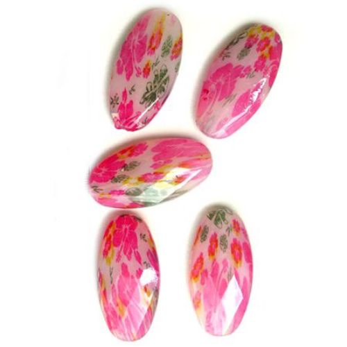 Plastic Painted Beads, color 7 for DIY making accessories and jewelry 50x25 mm - 2 pieces - 16 grams