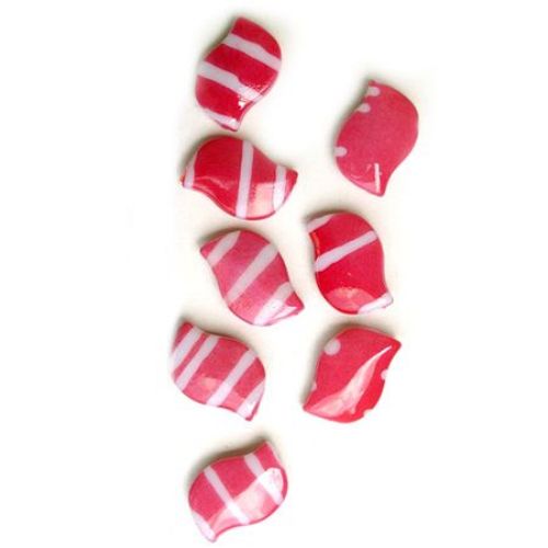 Patterned Acrylic Bead, Pink and White, 25x16 mm -8 pieces -13 grams