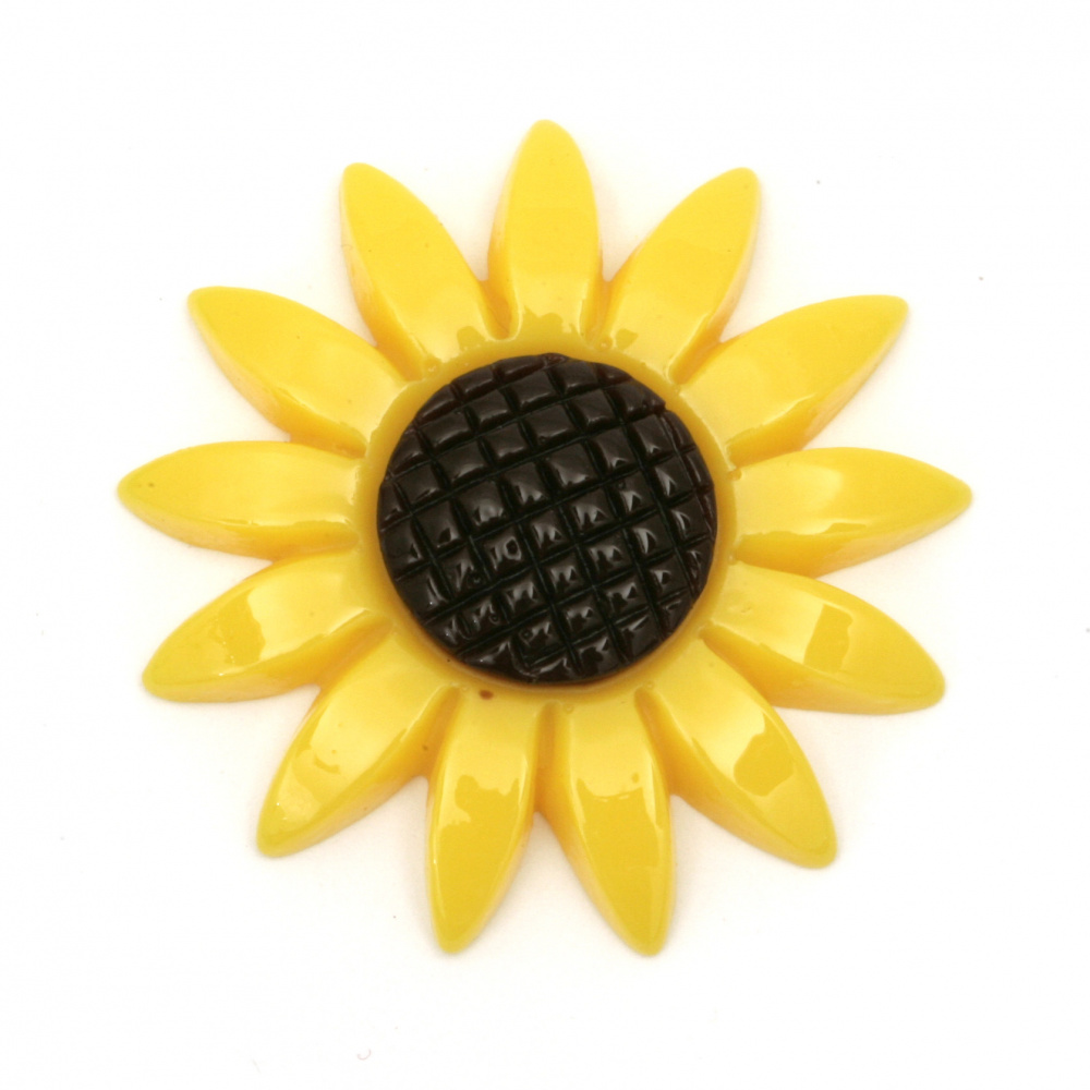 Margele tip cabochon 45x45 mm efect floarea soarelui -2 bucăți
