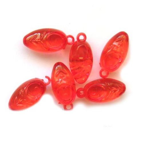 Plastic Transparent Pendant /  Shoe, 21 mm, Red -50 grams -32 pieces