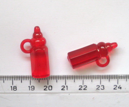 Висулка кристал шише бебешко 29 мм червена -50 грама -26 броя