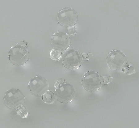 Transparent Faceted Ball Pendant, Crystal Imitation, 7 mm, Hole: 2 mm - 50 grams ~ 220 pieces