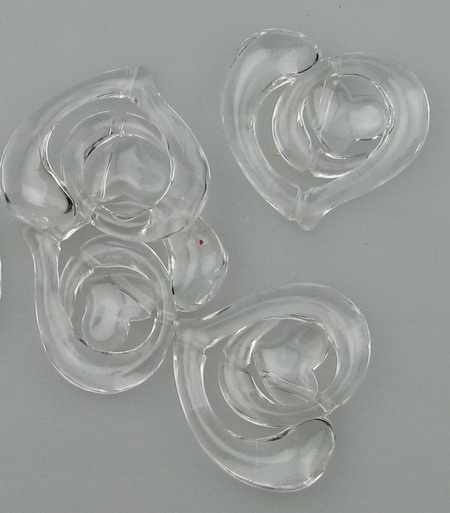 Мънисто кристал сърце 23x29 мм дупка 1 мм прозрачно - 50 грама ~ 28 броя