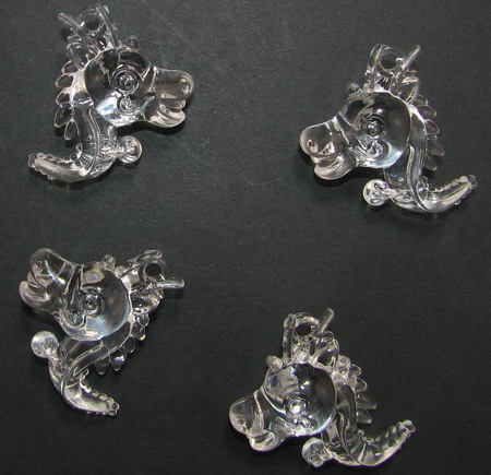 Transparent Acrylic Pendant / Dragon, Crystal Imitation, 34 mm -10 pieces