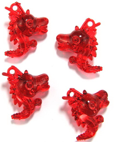 Pandantiv dragon de cristal 34 mm roșu -10 bucăți