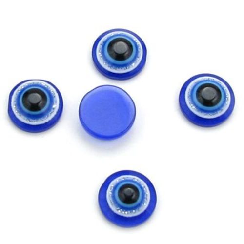 Blue Eye Hemisphere for Gluing, Evil Eye Cabochon,10x4 mm -20 pieces