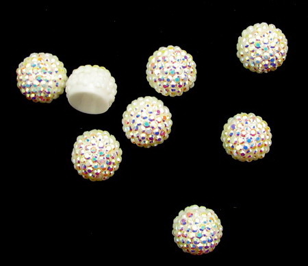 Cabochon Beads, Half Round for Gluing, DIY, Clothes, Jewellery 8mm white