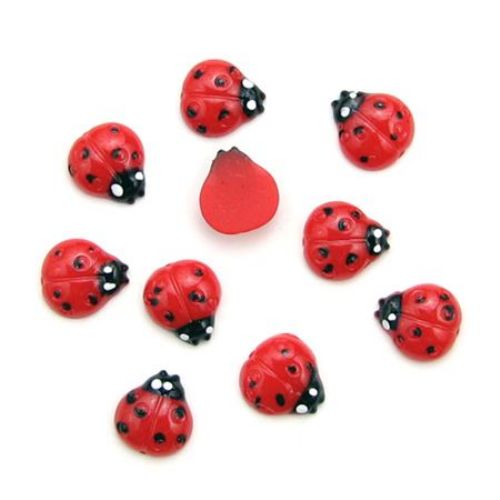 Plastic Ladybug for Gluing, Cabochon for Handmade Decoration, 12 mm