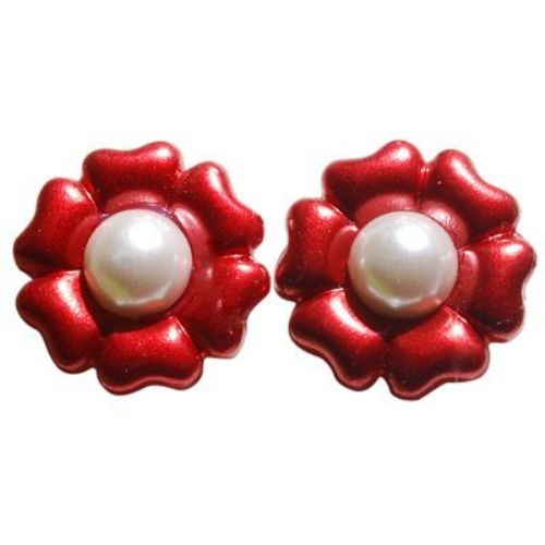 Flower type cabochon 25x9 red - 10 pieces