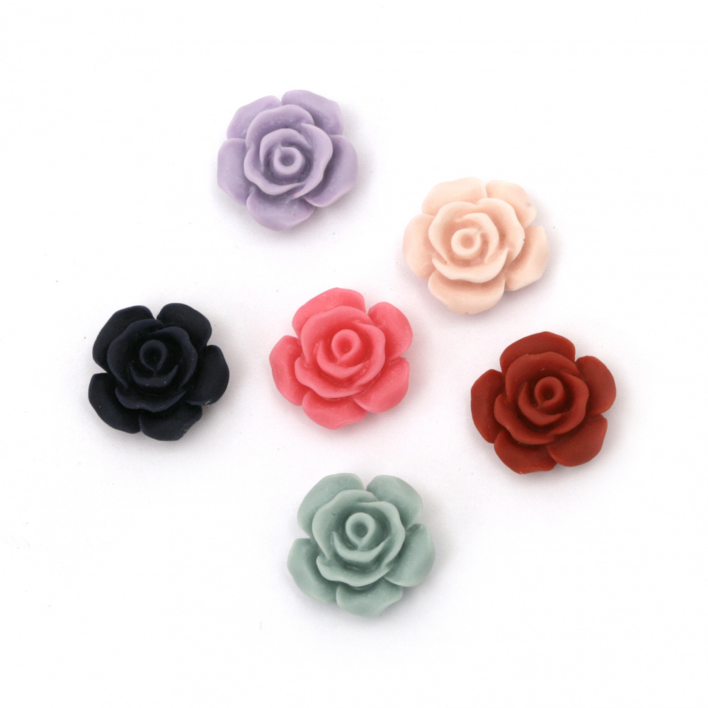 Acrylic resin rose cabochon 13x6 mm pastel mix - 10 pieces