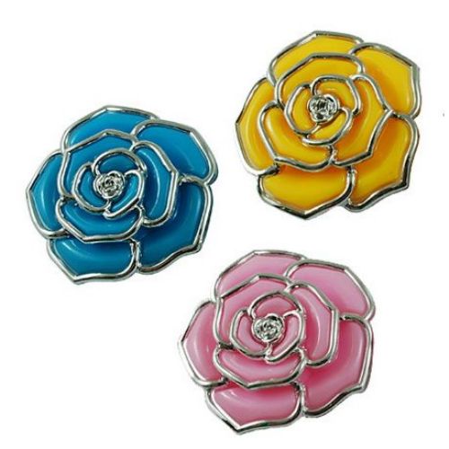 Rose with fastening 38x10 mm mixed colors - 3 pieces