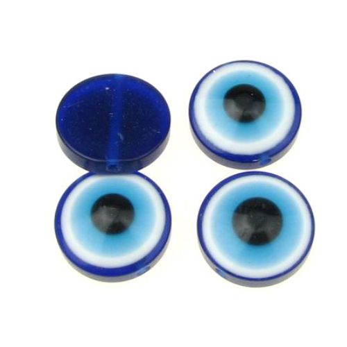 Blue Eye Hemisphere Bead, 18x7 mm -10 pieces