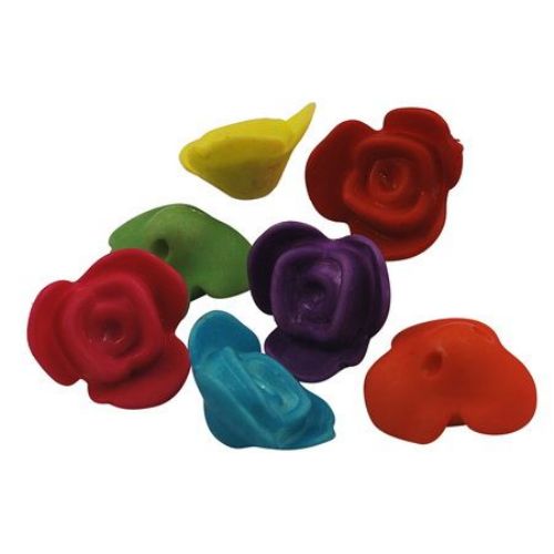 Margele cu imitație de trandafir 14,5x6,5 mm gaură 1,5 mm MIX -50 grame ~ 122 bucăți
