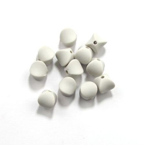 Matte Plastic Bead, Wood Imitation, 11x11x11.5 mm, Hole: 2.5 mm, White -50 grams ~ 62 pieces