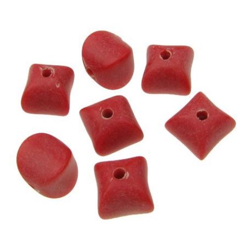 Bead imitation wood matte figurine 11x11x11.5 mm hole 2.5 mm red - 50 grams ~ 62 pieces